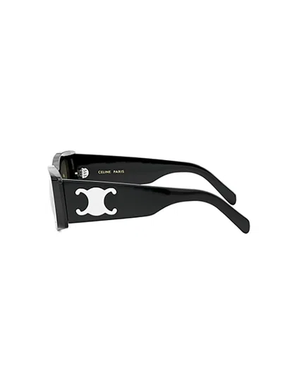 Celine Triomphe Acetate Rectangle Sunglasses In Black
