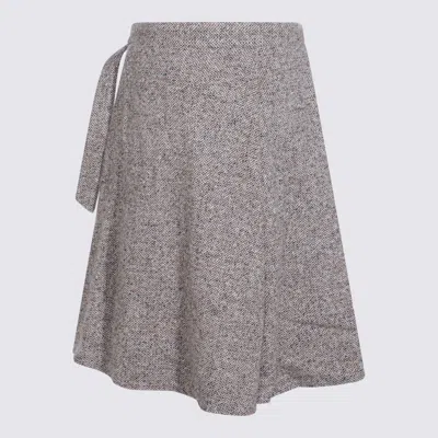 Brunello Cucinelli Virgin Wool Midi Skirt In Gray