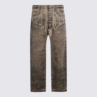 Drkshdw Washed Black Cotton Geth Jeans In Brown