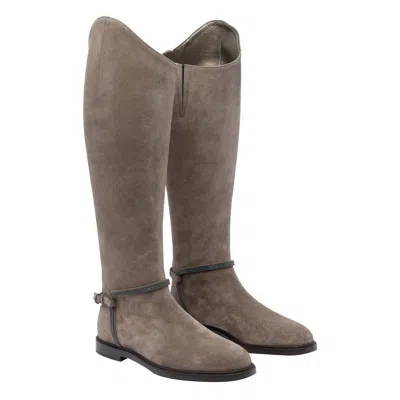 Brunello Cucinelli Knee-high Boots Monili Detail In Brown