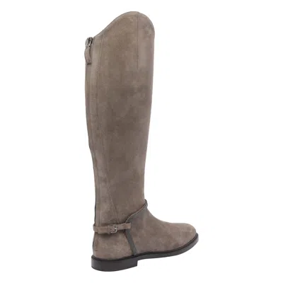 Brunello Cucinelli Knee-high Boots Monili Detail In Brown