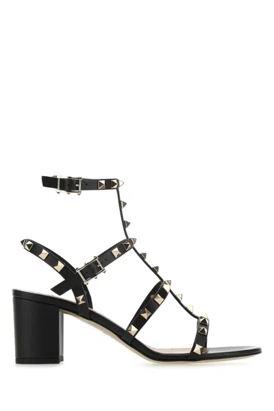 Valentino Garavani Garavani Rockstud 60 Leather Sandals In Black