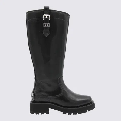 Ganni Chunky Buckle Boots In Black