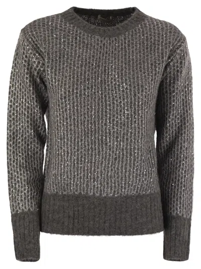 Herno Alpaca And Wool Crewneck Sweater In Gray