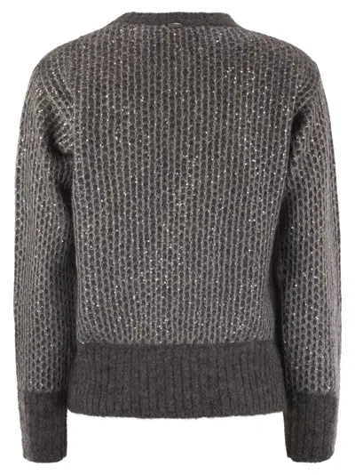 Herno Alpaca And Wool Crewneck Sweater In Gray