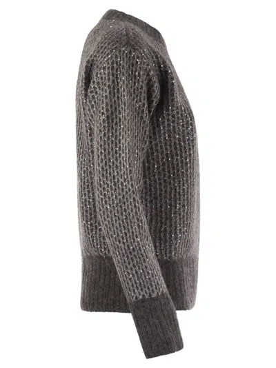 Herno Alpaca And Wool Crewneck Sweater In Gray