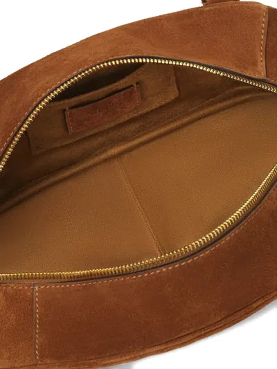 Versace Shoulder Bag Suede Finish Double Handles In Brown