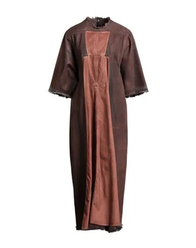 Rick Owens Drkshdw Drkshdw By Rick Owens Woman Maxi Dress Chocolate Brown Size S Cotton, Elastomultiester, Rubber In Brown
