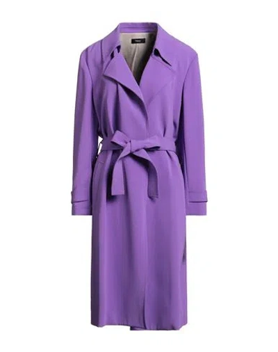 Theory Woman Overcoat & Trench Coat Mauve Size Xl Triacetate, Polyester In Purple