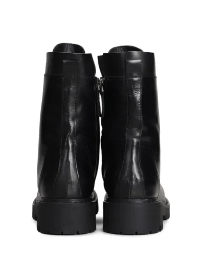 Julie Dee Leather Combat Boots In Black