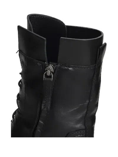 Julie Dee Leather Combat Boots In Black