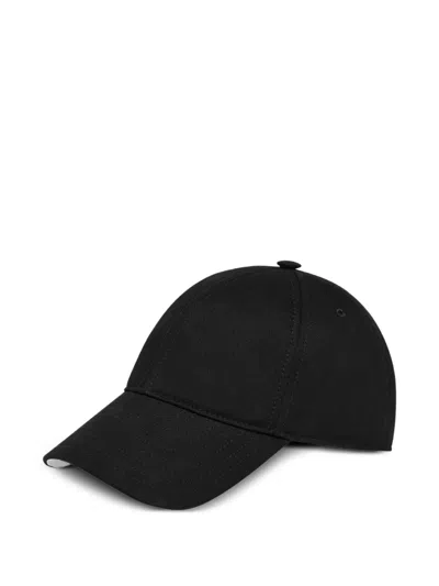 Courrèges Structured Black Cotton Baseball Cap With Embroidered Logo In Black