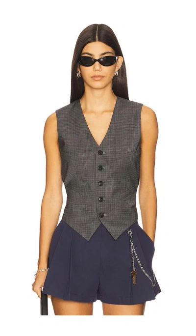 Alexander Wang Wool-blend Tailored Vest With Chain-link In Gray