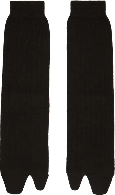 Maison Margiela Brown Bootleg Tabi Socks In Black
