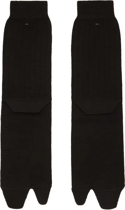 Maison Margiela Brown Bootleg Tabi Socks In Black