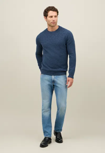 Boglioli Wool Cashmere Mouliné Crewneck In Blue