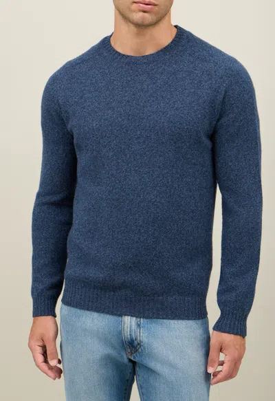 Boglioli Wool Cashmere Mouliné Crewneck In Blue