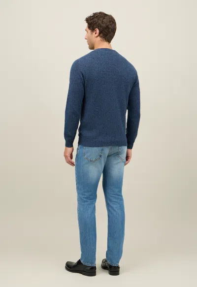 Boglioli Wool Cashmere Mouliné Crewneck In Blue