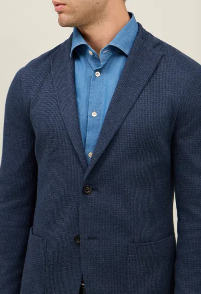 Boglioli Houndstooth Jersey Easy Jacket In Blue