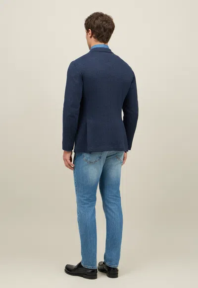 Boglioli Houndstooth Jersey Easy Jacket In Blue