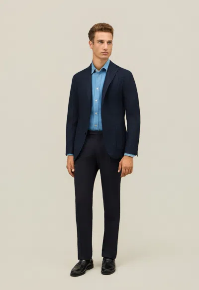 Boglioli Garment Dyed Wool Check K-jacket In Blue