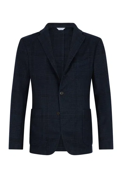 Boglioli Garment Dyed Wool Check K-jacket In Blue