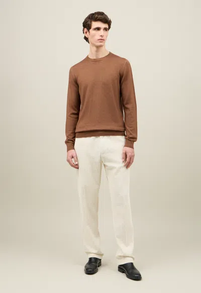 Boglioli Garment Dyed Wool Crewneck In Brown