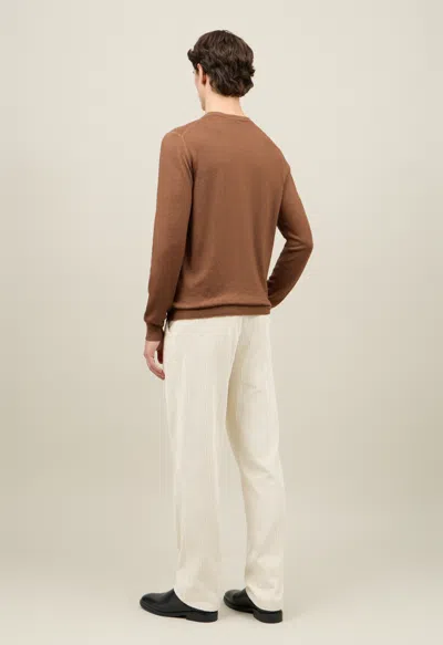 Boglioli Garment Dyed Wool Crewneck In Brown