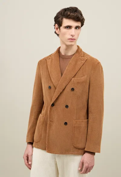 Boglioli Wide Wale Corduroy Double-breasted K-jacket In Brown
