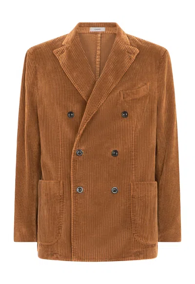 Boglioli Wide Wale Corduroy Double-breasted K-jacket In Brown