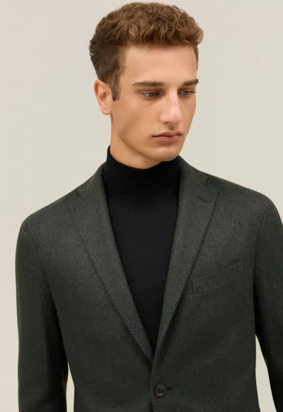 Boglioli Garment Dyed Wool Herringbone K-jacket In Green