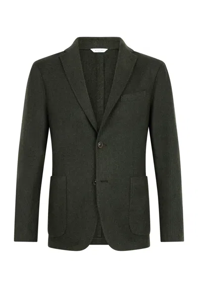Boglioli Garment Dyed Wool Herringbone K-jacket In Green