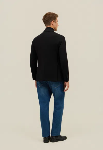 Boglioli Knitted Jersey Double-breasted K-jacket In Black