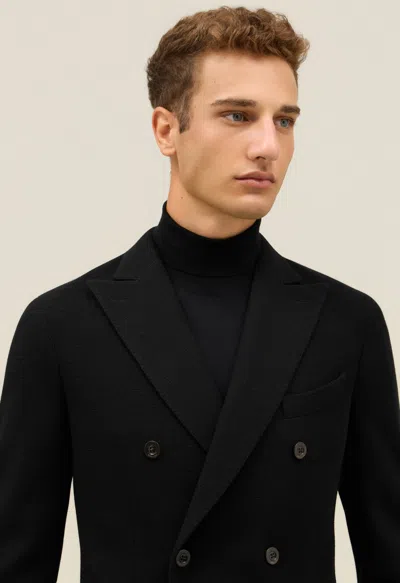 Boglioli Knitted Jersey Double-breasted K-jacket In Black