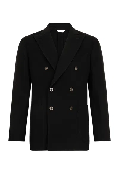 Boglioli Knitted Jersey Double-breasted K-jacket In Black