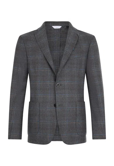 Boglioli Wool Check K-jacket In Gray