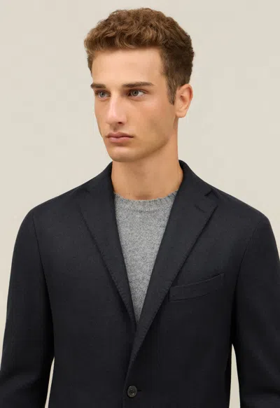 Boglioli Garment Dyed Wool Herringbone K-jacket In Black