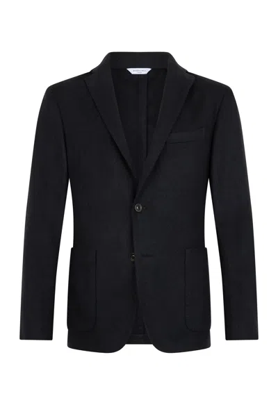 Boglioli Garment Dyed Wool Herringbone K-jacket In Black