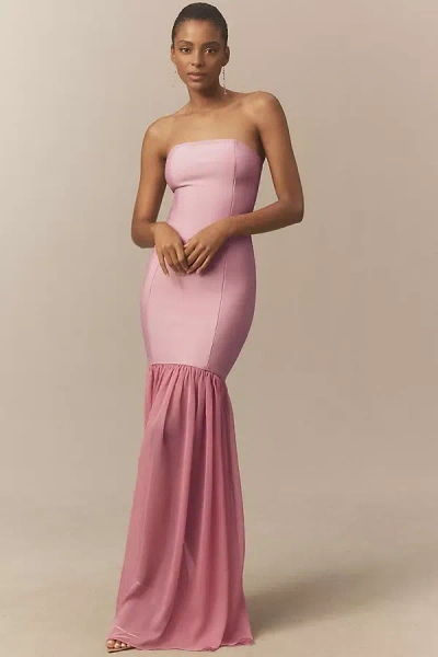 Elliatt Kristel Strapless Corset Drop-waist Chiffon Maxi Dress In Pink
