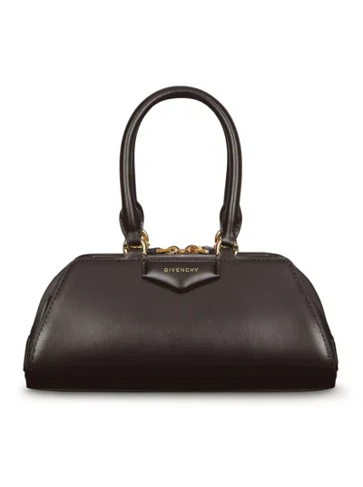 Givenchy Antigona East West Black Mini Handbag With Adjustable And Removable Shoulder Strap And Logo Letterin