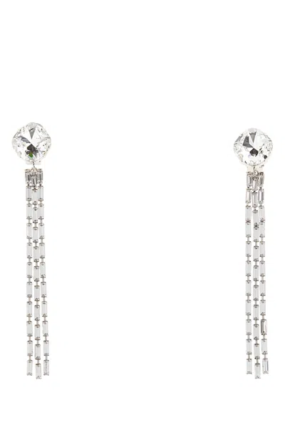 Alessandra Rich Silver Fringed Earrings In Metallic