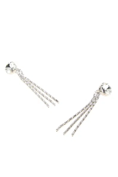 Alessandra Rich Silver Fringed Earrings In Metallic