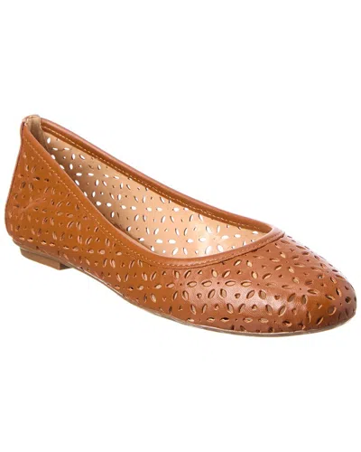 French Sole Leyla Laser Cut Leather Flat In Brown