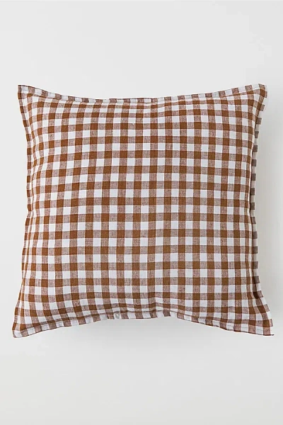 Magiclinen Decorative Buttoned Pillowcase In Cinnamon Gingham At Urban Outfitters
