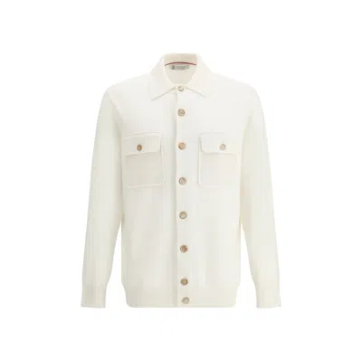 Brunello Cucinelli Cashmere Cardigan In White