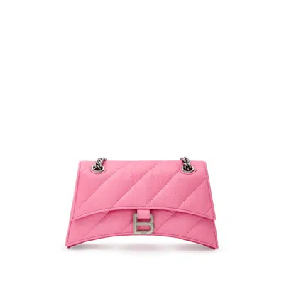 Balenciaga Small Crush Quilted Chain Shoulder Bag In Pink
