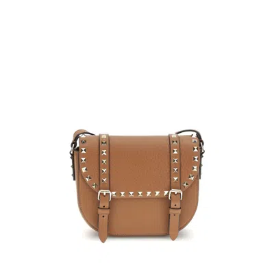 Valentino Garavani Rockstud Small Messenger Shoulder Bag In Brown