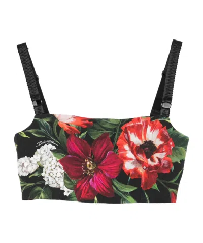 Dolce & Gabbana Floral Print Cropped Dress With Adjustable Straps In Multi