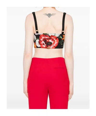 Dolce & Gabbana Floral Print Cropped Dress With Adjustable Straps In Multi