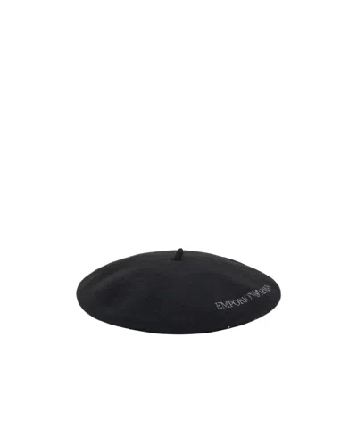Emporio Armani Round Wool Hat Embellished Design In Black